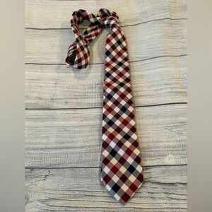 EXPRESS Classic Checkered Tie in Red, Blue, and White
